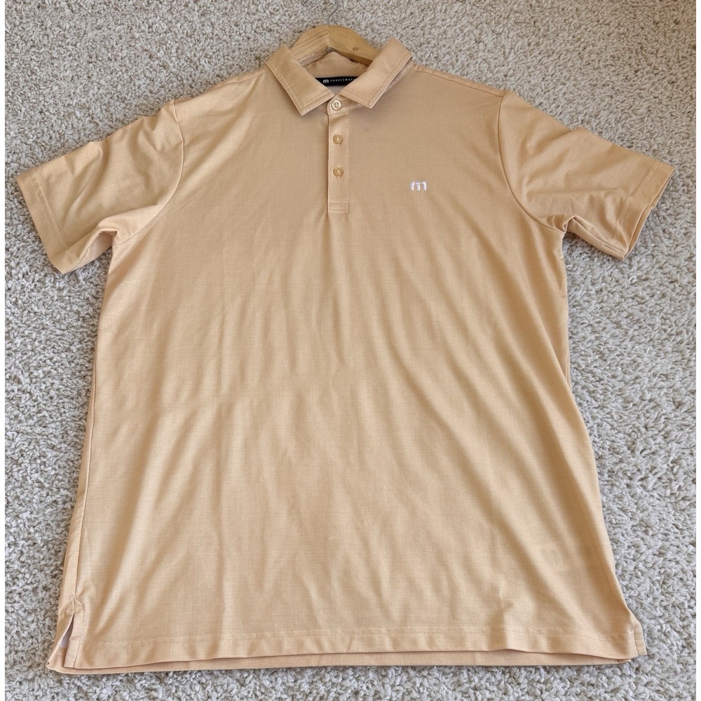 TravisMathew Polo Shirt Mens Large Yellow Good Snag Performance Golf A40160